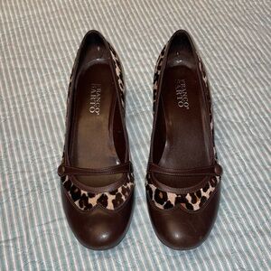 Franco Sarto Brown and Leopard Print Heels